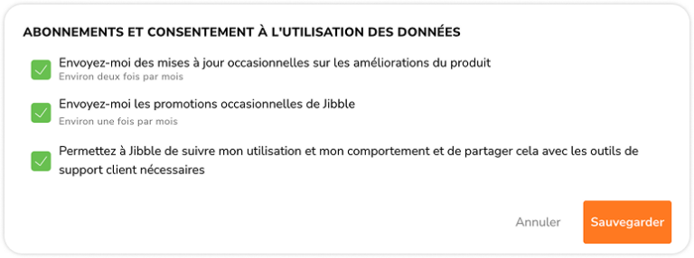 Abonnements et consentement à l'utilisation des données
